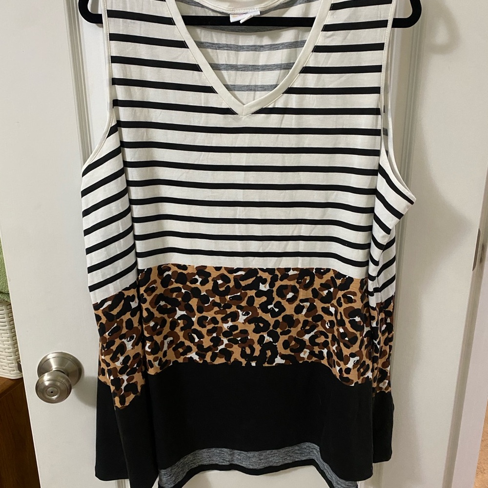 Striped and Leopard Print Lularoe Kristina Tank